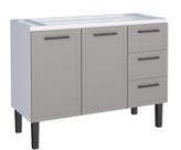 Gabinete de Cozinha Cinza em Aço 117cm 3 Gavetas Juno Cozimax