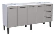 Gabinete de Cozinha Cinza em Aço 174cm 3 Gavetas Juno Cozimax