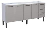 Gabinete de Cozinha Cinza em Aço Montado 174cm 3 Gavetas Juno Cozimax