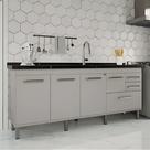 Gabinete de Cozinha Grande Balcão Branco 4 Portas 100% Mdf