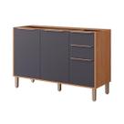 Gabinete de Cozinha Modulado Balcão Esplêndida c/ 3 Portas e 2 Gavetas s/Tampo 120cm Freijo/Titanium - MGM