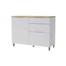 Gabinete de Cozinha Modulado Balcão Marquesa p/Pia 1 Porta e 3 Gaveta c/ Tampo 120cm Branca/Nature - Nesher
