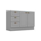 Gabinete de Cozinha Modulado Balcão p/ Pia c/ Tampo Americana c/ 2 Portas e 3 Gavetas 120cm Cinza - Henn