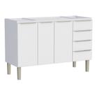 Gabinete de Cozinha Montado em Aço Branco 134cm Flora Cozimax
