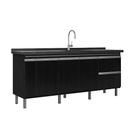 Gabinete de Cozinha Nero Balcão Pia 3 Portas 174cm 100% Mdf