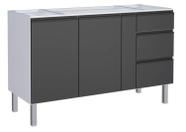 Gabinete de Cozinha Preto em Aço 146cm Gaia Flat Cozimax