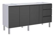 Gabinete de Cozinha Preto em Aço Montado 175cm Gaia Flat Cozimax