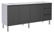 Gabinete de Cozinha Preto em Aço Montado 195cm Gaia Flat Cozimax