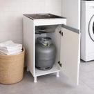 Gabinete De Lavanderia Para Botijão De Gás Com Tanque Inox