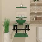 Gabinete de vidro 40cm ap com cuba redonda verde