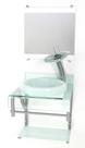 Gabinete de vidro 40cm para banheiro curvado duplo pc cuba chapéu branco