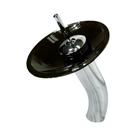 Gabinete de vidro 40cm para banheiro curvado duplo pc cuba oval com torneira cascata preto