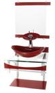 Gabinete de vidro 40cm para banheiro curvado duplo pc cuba oval vermelho cereja