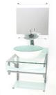 Gabinete de vidro 40cm para banheiro curvado duplo pc cuba redonda branco