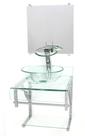 Gabinete de vidro 40cm para banheiro curvado duplo pc cuba redonda incolor