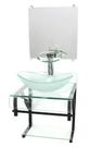 Gabinete de vidro 40cm para banheiro curvado duplo pp cuba oval incolor