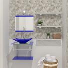 Gabinete de vidro 45cm ac com cuba retangular - azul escuro Gabinete de vidro 45cm ac com cuba retangular - azul escuro