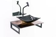 Gabinete de vidro 50cm para banheiro chipre madeira rustica