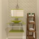 Gabinete de vidro 60cm ac com cuba retangular verde oliva