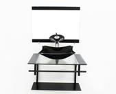 Gabinete de vidro 60cm ap com cuba retangular chanfrada - preto