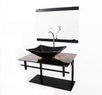Gabinete de vidro 60cm ap com cuba retangular - madeira rústica
