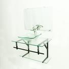 Gabinete de vidro 70cm apx com cuba quadrada - incolor