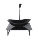 Gabinete de vidro com cuba oval com tampo de vidro 40cm x 40cm preto full