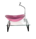 Gabinete de vidro com cuba oval rosa com tampo 40cm incolor