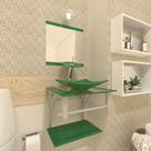 Gabinete de vidro para banheiro 40cm com torneira cascata verde
