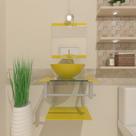 Gabinete de vidro para banheiro 40cm cuba redonda ac amarelo