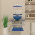 Gabinete de vidro para banheiro 40cm cuba redonda ac azul