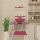 Gabinete de vidro para banheiro 40cm cuba redonda ac rosa