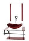 Gabinete de vidro para banheiro 60cm ap cuba oval chanfrada vermelho cereja Gabinete de vidro para banheiro 60cm ap cuba oval chanfrada vermelho cereja