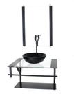 Gabinete de vidro para banheiro 60cm ap cuba redonda preto