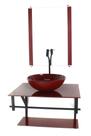 Gabinete de vidro para banheiro 60cm ap cuba redonda vermelho cereja full