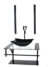 Gabinete de vidro para banheiro 60cm ap cuba retangular preto