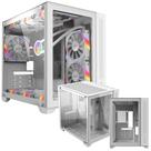 Gabinete Forcefield Mid Tower Branco White Ghost Gamer Suporta Water Cooler e 9 Ventoinhas Com Vidro Temperado Pcyes