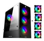 Gabinete Gamer 1749 Lateral E Frontal Em Vidro C/ 4 Fans Rgb