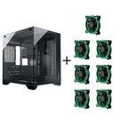 Gabinete Gamer Aquario Clarity Preto Vidro + 7 Fans LED