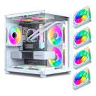 Gabinete Gamer Aquario Hayom, GB1797,4x Fans RGB, USB 3.0, Micro-ATX, Mini-ITX, Vidro Temperado - Branco