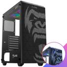 Gabinete Gamer Clanm Zilla Suporta Water Cooler e 6 Ventoinhas + Placa Mãe ATX Mini-IT Com Vidro Temperado