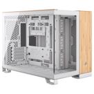 Gabinete Gamer Corsair 2500X Mid Tower, M-ATX, Lateral em Vidro temperado, Sem FANs, Branco e Madeira - CC-9011288-WW