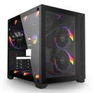 Gabinete Gamer Forcefield Vulcan Pcyes Black Mid-Tower com Design Elegante, Vidro Temperado, Compatibilidade com Water Coolers e Ventilação Otimizada para Setups Avançados