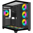 Gabinete Gamer Fortrek Clarity FULL GLASS Aquário Preto