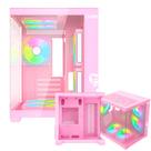 Gabinete Gamer Grodd Candy Clanm Aquário Cor Rosa Suporta Water Cooler e 7 Fans Com Vidro Temperado