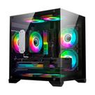 Gabinete Gamer Hayom GB1790, Mini Tower, M-ATX, Lateral e frontal em Vidro Temperado, 4x Fans, Preto - GB1790
