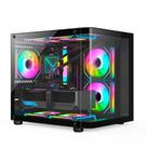Gabinete Gamer HAYOM, Mini Tower, Lateral e Frontal em vidro, 4x FANs, Preto - GB1798 Gabinete Gamer HAYOM, Mini Tower, Lateral e Frontal em vidro, 4x FANs, Preto - GB1798