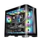 Gabinete Gamer Mid Tower com Vidro Temperado Black ATX MATX Sem Fonte Com 7 Fans Rainbow RGB DMATX09 Gabinete Gamer Mid Tower com Vidro Temperado Black ATX MATX Sem Fonte Com 7 Fans Rainbow RGB DMATX09