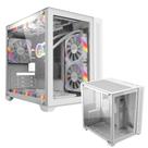 Gabinete Gamer Mid Tower Forcefield White Ghost Branco Suporta Water Cooler e 9 Fans Com Vidro Temperado Lateral/Frente - Pcyes