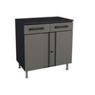 Gabinete Lavanderia Balcão Multibox Aço 2 Portas c/Chave e 2 Gavetas c/Tampo 80cm Preto/Cinza - Telasul Gabinete Lavanderia Balcão Multibox Aço 2 Portas c/Chave e 2 Gavetas c/Tampo 80cm Preto/Cinza - Telasul